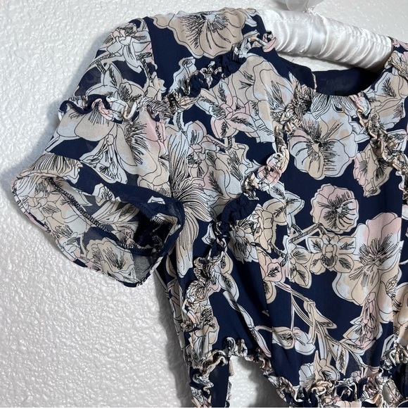 Floral Navy Dress with Open Back - Picture 6 of 13